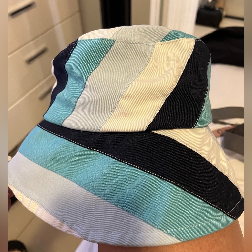 Dolce Vita bucket hat. Navy teal white one size from Neuman Marcus